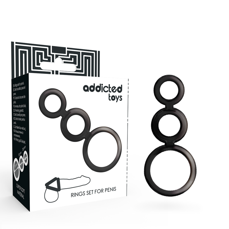 ADDICTED TOYS - SET ANILLOS PENE Y TESTICULOS - AHUMADO ADDICTED TOYS