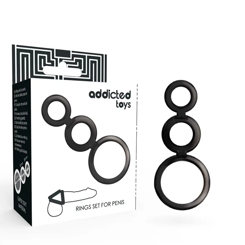 ADDICTED TOYS - SET ANILLOS PENE Y TESTICULOS - AHUMADO ADDICTED TOYS