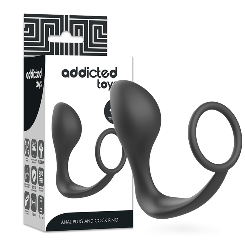 ADDICTED TOYS - PLUG ANAL CON ANILLO SILICONA NEGRO ADDICTED TOYS