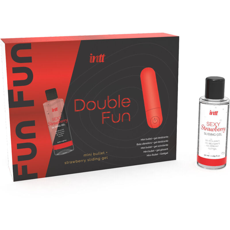 INTT RELEASES - DOUBLE FUN KIT CON BALA VIBRADORA Y GEL DE MASAJE FRESA INTT RELEASES