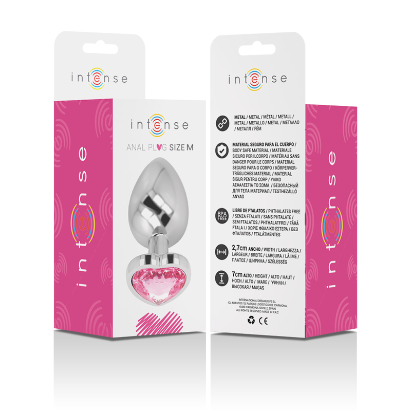 INTENSE - PLUG ANAL METAL ALUMINIO CORAZÓN ROSA TALLA M INTENSE ANAL TOYS