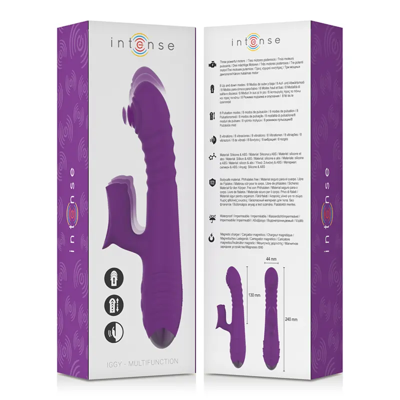 INTENSE - IGGY VIBRADOR MULTIFUNCIÓN RECARGABLE UP & DOWN CON ESTIMULADOR DE CLITORIS MORADO INTENSE FUN
