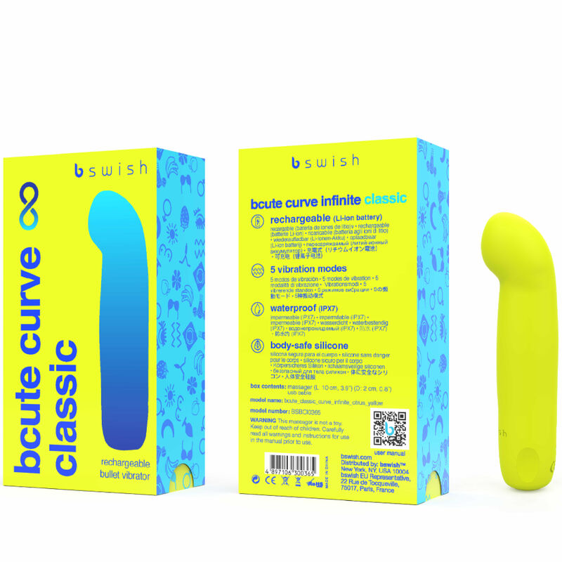 B SWISH - BCUTE CURVE INFINITE CLASSIC VIBRADOR RECARGABLE SILICONA AMARILLO B SWISH