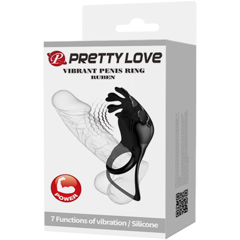 PRETTY LOVE - RUBEN ANILLO VIBRADOR 7 VIBRACIONES SILICONA NEGRO PRETTY LOVE MALE