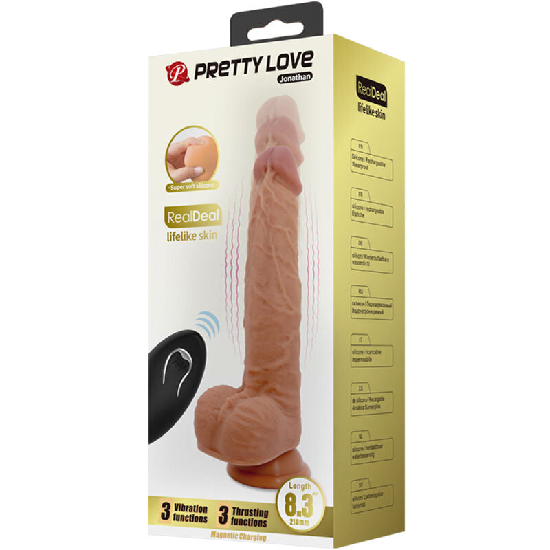 PRETTY LOVE - JONATHAN DILDO SILICONA 3 VIBRACIONES + 3 MEDIDAS INSERCIÓN CONTROL REMOTO 21 CM PRETTY LOVE HIGH GRADE