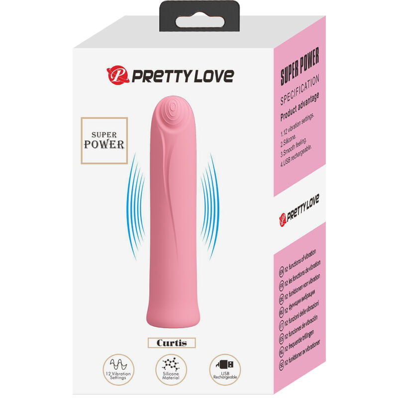 PRETTY LOVE - CURTIS MINI VIBRADOR SUPER POWER 12 VIBRACIONES SILICONA ROSA PRETTY LOVE FLIRTATION