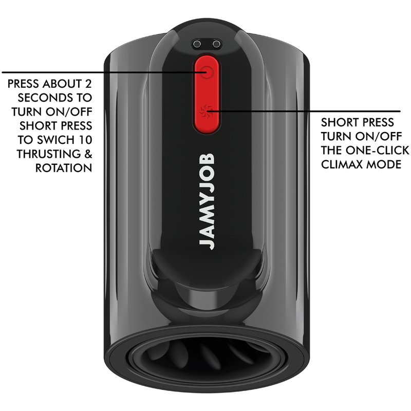JAMYJOB - VORTEX MASTURBADOR TURBO CON EMPUJE Y ROTACIÓN 360 UP AND DOWN JAMYJOB