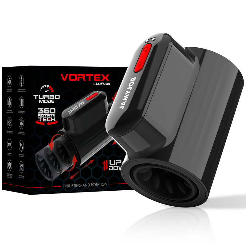 JAMYJOB - VORTEX MASTURBADOR TURBO CON EMPUJE Y ROTACIÓN 360 UP AND DOWN JAMYJOB