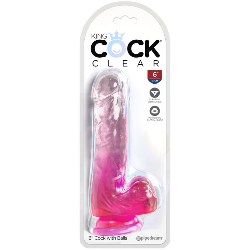 KING COCK - CLEAR PENE REALISTICO CON TESTICULOS 13.5 CM ROSA KING COCK