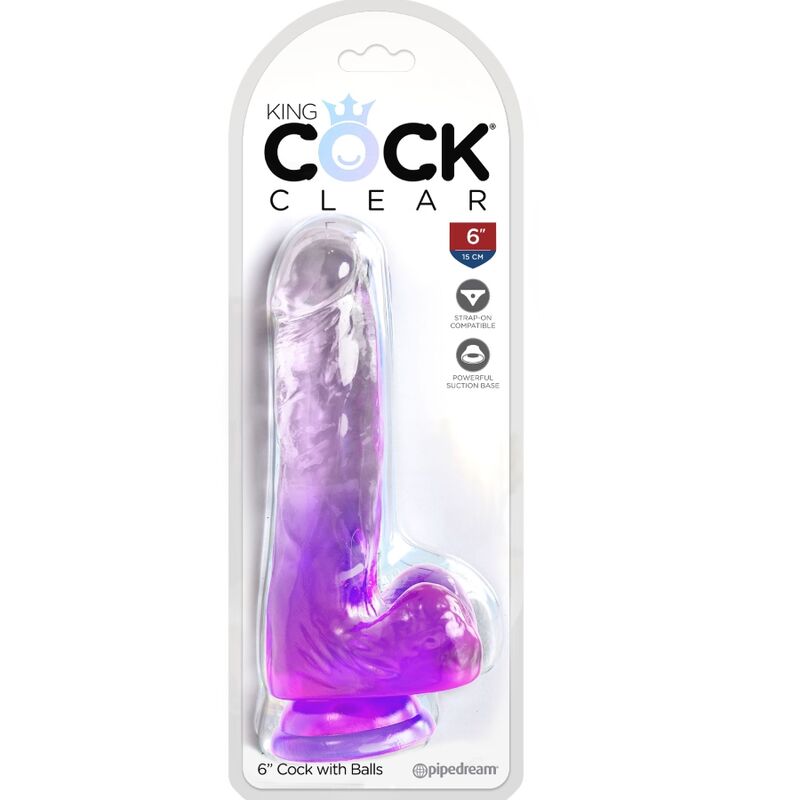 KING COCK - CLEAR PENE REALISTICO CON TESTICULOS 13.5 CM MORADO KING COCK