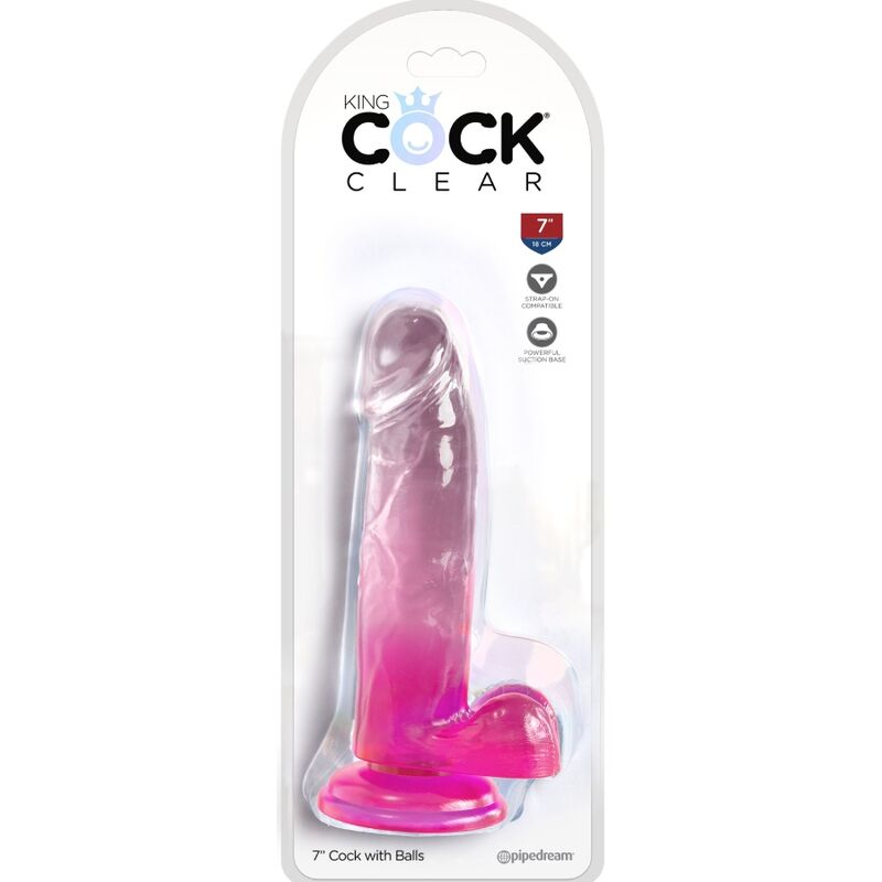 KING COCK - CLEAR PENE REALISTICO CON TESTICULOS 15.2 CM ROSA KING COCK