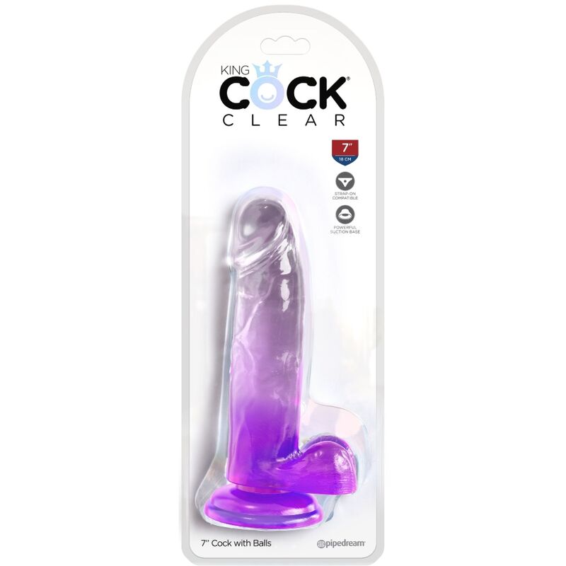 KING COCK - CLEAR PENE REALISTICO CON TESTICULOS 15.2 CM MORADO KING COCK