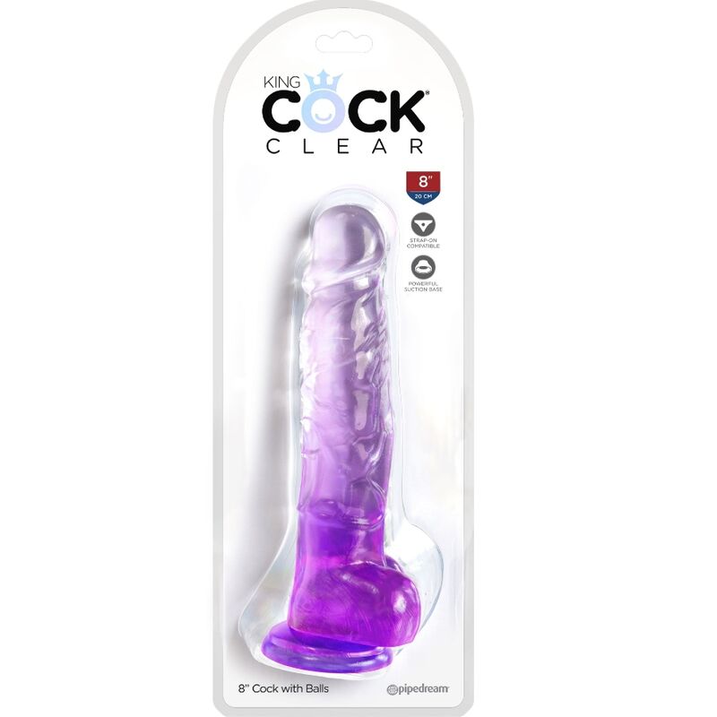 KING COCK - CLEAR PENE REALISTICO CON TESTICULOS 16.5 CM MORADO KING COCK