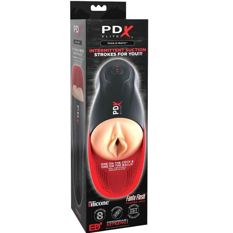 PDX ELITE - MASTURBADOR STROKER FUCK-O-MATIC VAGINA DOBLE VIBRACIÓN PENE & TESTÍCULOS PDX ELITE