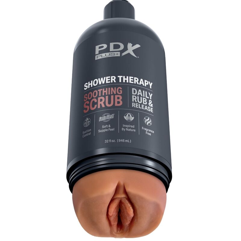 PDX PLUS - MASTURBADOR STROKER DISEÑO DISCRETO DE BOTE CHAMPU SOOTHING SCRUB CARAMELO PDX PLUS+