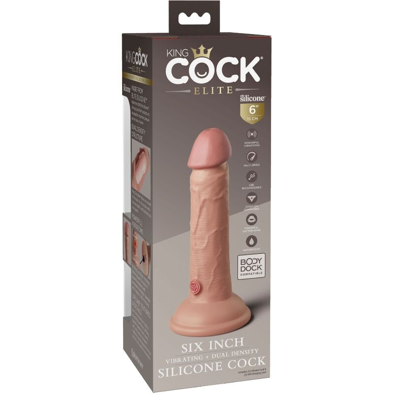 KING COCK - ELITE DILDO REALISTICO VIBRADOR & SILICONA 15.2 CM KING COCK