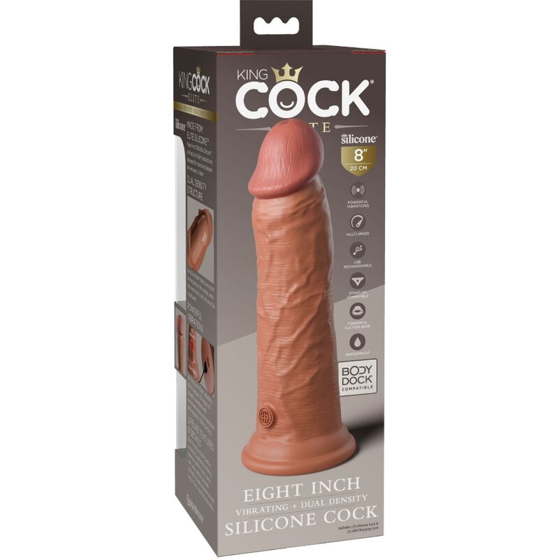 KING COCK - ELITE DILDO REALISTICO VIBRADOR & SILICONA 20.3 CM CARAMELO KING COCK