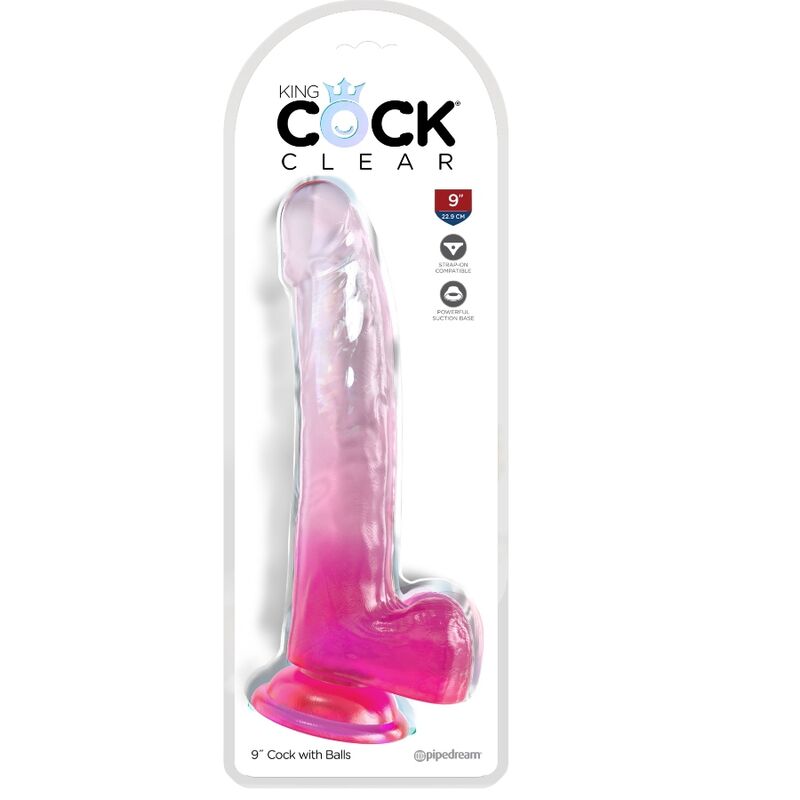 KING COCK - CLEAR DILDO CON TESTICULOS 20.3 CM ROSA KING COCK