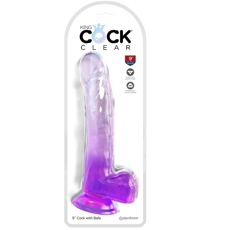 KING COCK - CLEAR DILDO CON TESTICULOS 20.3 CM MORADO KING COCK