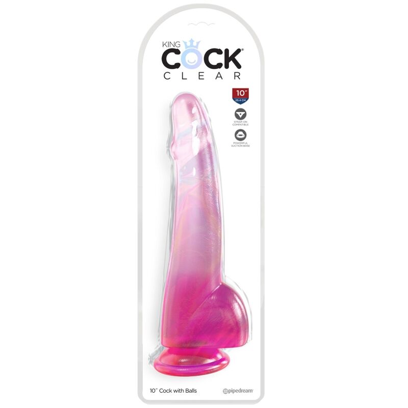 KING COCK - CLEAR DILDO CON TESTICULOS 19 CM ROSA KING COCK