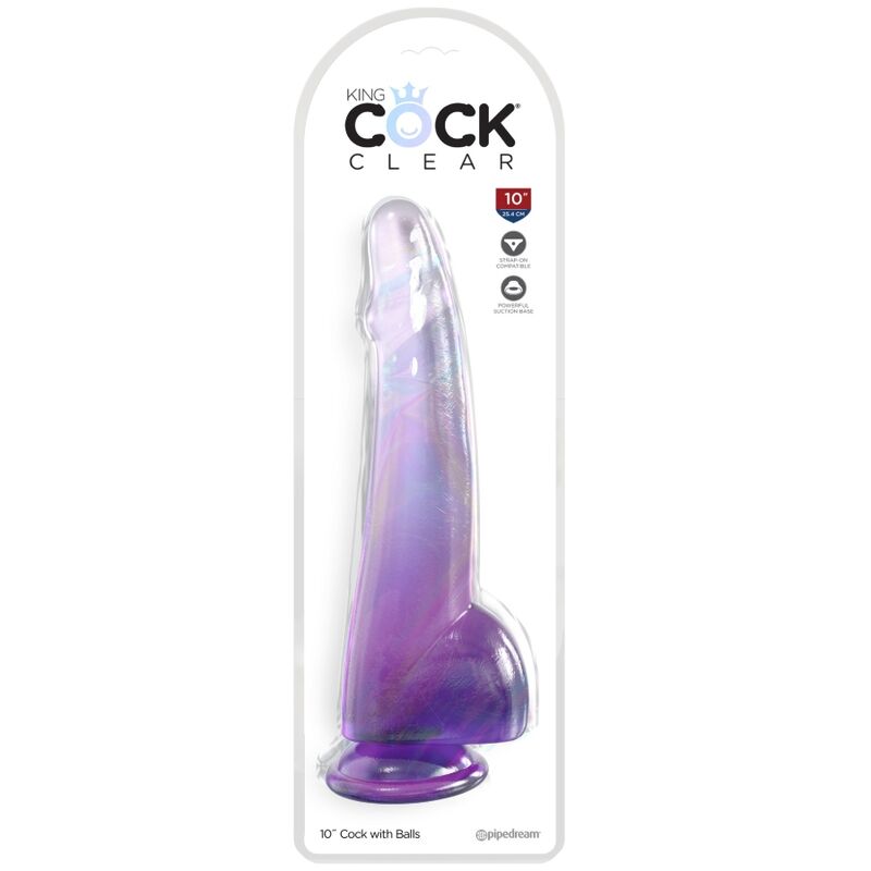 KING COCK - CLEAR DILDO CON TESTICULOS 19 CM MORADO KING COCK