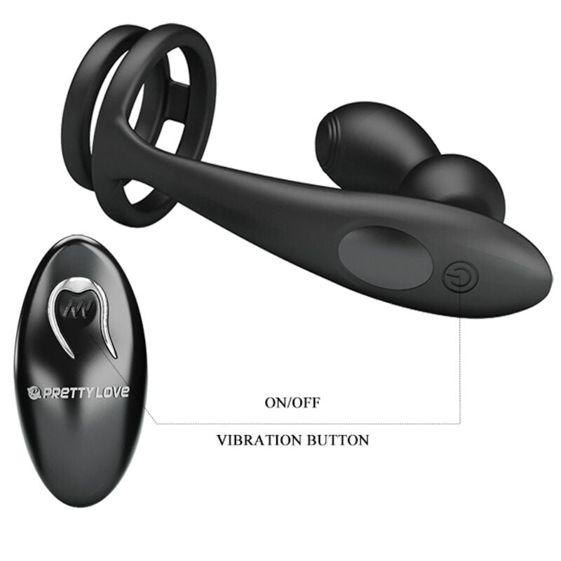 PRETTY LOVE - MARSHALL ANILLO PARA PENE + PLUG ANAL VIBRATORIO & CONTROL REMOTO PRETTY LOVE MALE