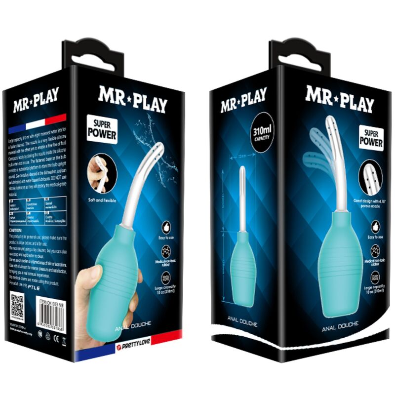 MR PLAY - PERA ANAL DUCHA DE GOMA AZUL MR PLAY