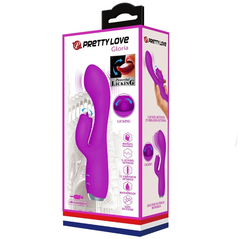 PRETTY LOVE - GLORIA VIBRADOR CONEJO RECARGABLE-IMPERMEABLE MORADO PRETTY LOVE C-TYPE