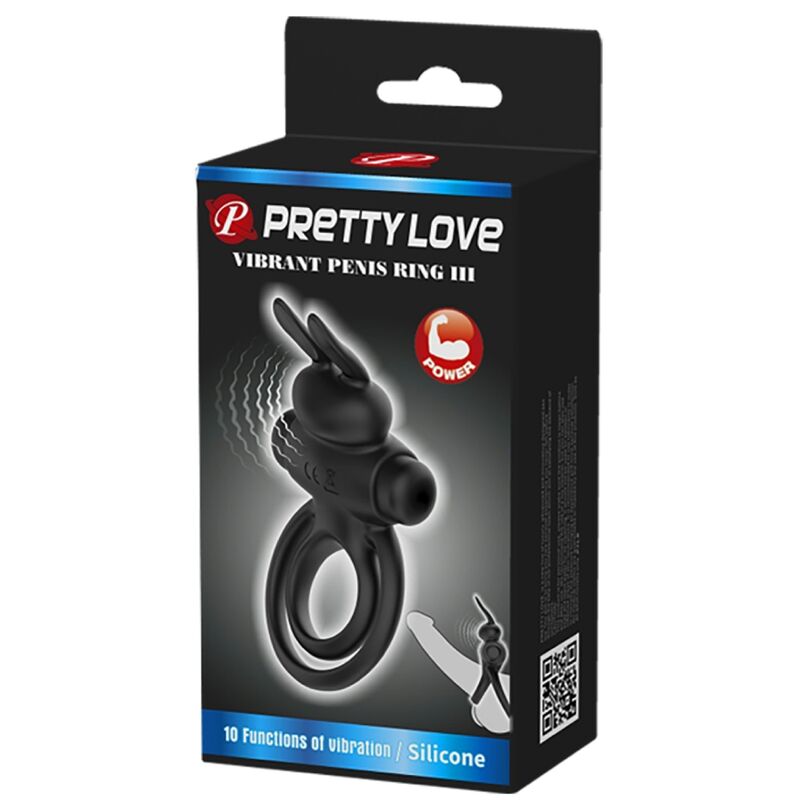 PRETTY LOVE - ANILLO VIBRADOR III CONEJO PARA PENE NEGRO PRETTY LOVE MALE