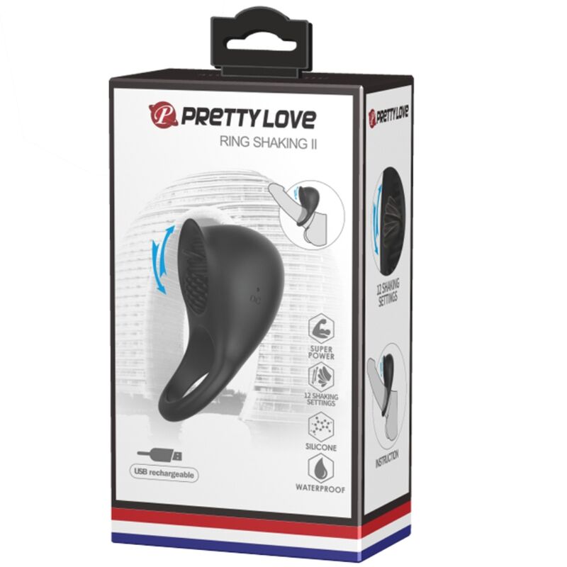 PRETTY LOVE - ANILLO VIBRADOR PARA PENE CON LENGUA NEGRO PRETTY LOVE MALE