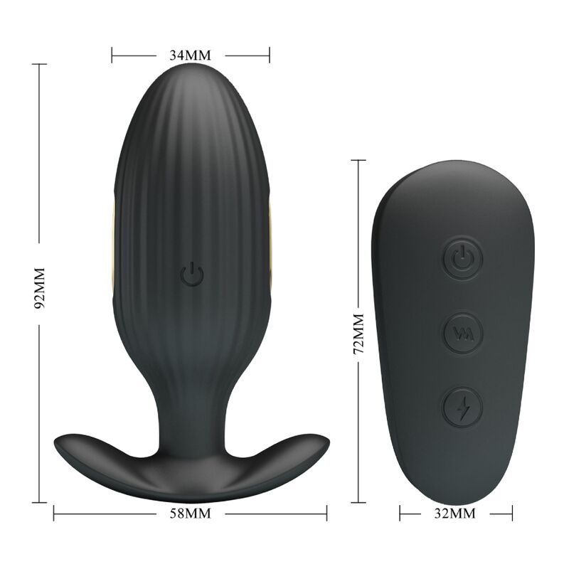 PRETTY LOVE - KELLY PLUG ANAL VIBRADOR RECARGABLE NEGRO PRETTY LOVE BOTTOM