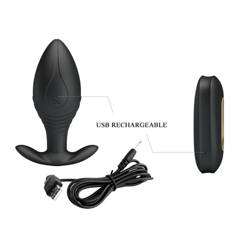 PRETTY LOVE - REGINA PLUG ANAL VIBRADOR RECARGABLE NEGRO PRETTY LOVE BOTTOM