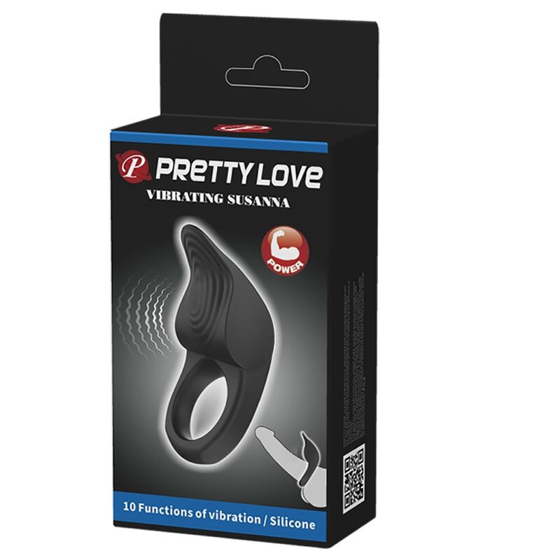 PRETTY LOVE - SUSANNA ANILLO VIBRADOR PARA PENE NEGRO PRETTY LOVE MALE