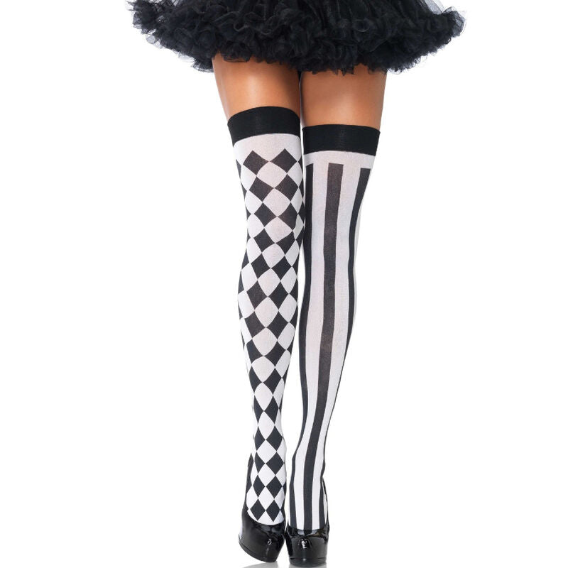 LEG AVENUE - CALCETINES ALTOS ARLEQUIN NEGRO/BLANCO LEG AVENUE HOSIERY