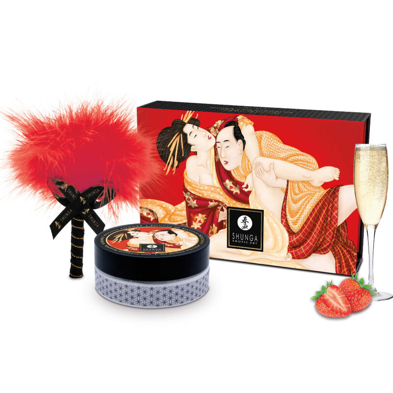 SHUNGA - KIT POLVOS DE MASAJE COMESTIBLE FRESA SHUNGA BODY POWER