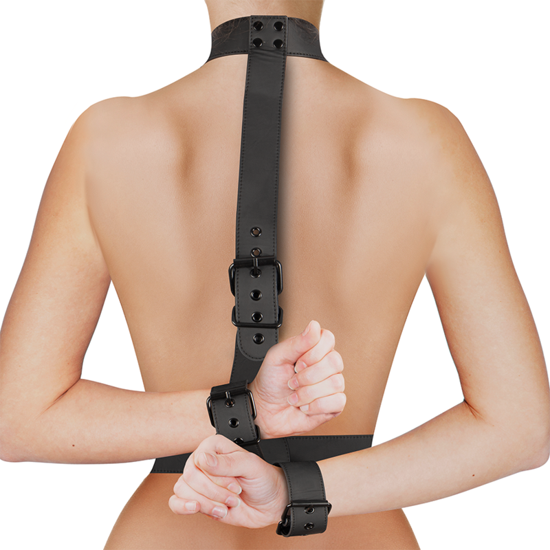 FETISH SUBMISSIVE BONDAGE - CONJUNTO DE SUJECIÓN PARA EL CUERPO DE CUELLO Y MUÑEQUERAS FETISH SUBMISSIVE BONDAGE