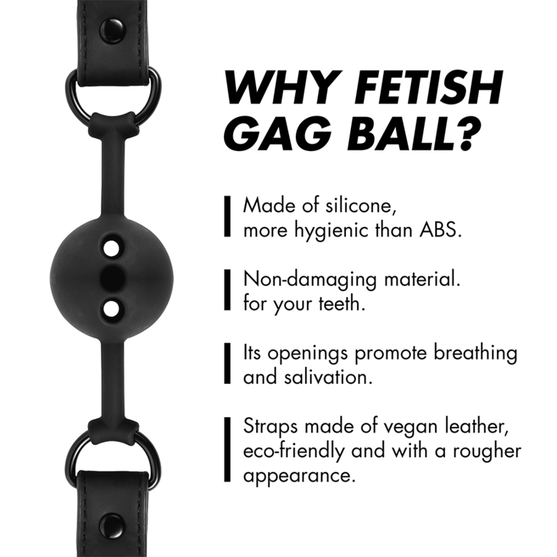FETISH SUBMISSIVE BONDAGE - MORDAZA DE BOLA DE SILICONA TRANSPIRABLE FETISH SUBMISSIVE BONDAGE