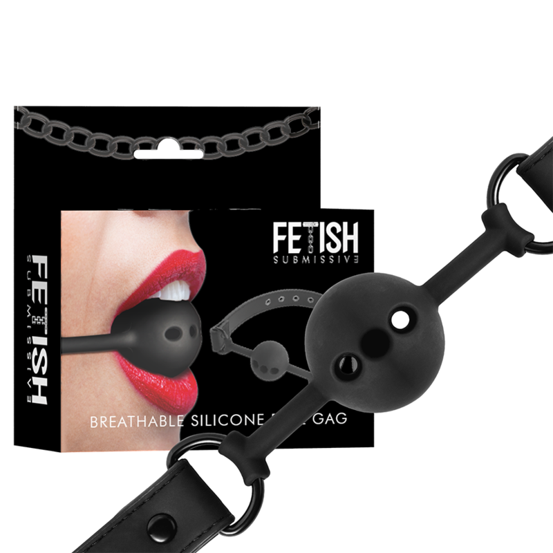 FETISH SUBMISSIVE BONDAGE - MORDAZA DE BOLA DE SILICONA TRANSPIRABLE FETISH SUBMISSIVE BONDAGE