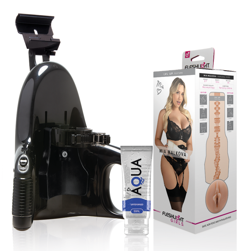 FLESHLIGHT - MIA MALKOVA VAGINA LVL UP + UNIVERSAL LAUNCH + LUBRICANTE AQUA QUALITY 50 ML FLESHLIGHT GIRLS