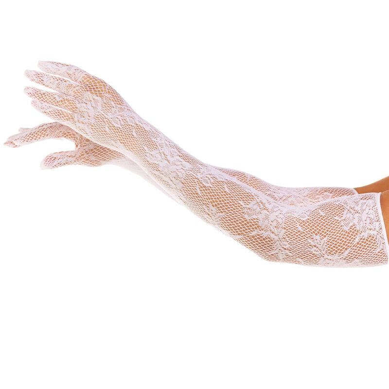 LEG AVENUE - GUANTES RED FLORAL BLANCO LEG AVENUE HOSIERY