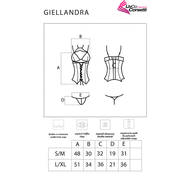 LIVCO CORSETTI FASHION - GIELLANDRA FOR THE SENSES COLLECTION CORSET + PANTY NEGRO LIVCO CORSETTI SETS
