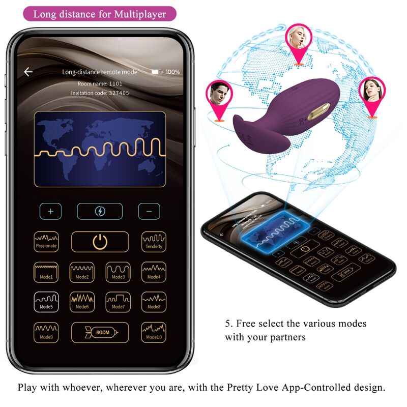 PRETTY LOVE - JEFFERSON PLUG ANAL CONTROLADO POR APP LILA PRETTY LOVE BOTTOM
