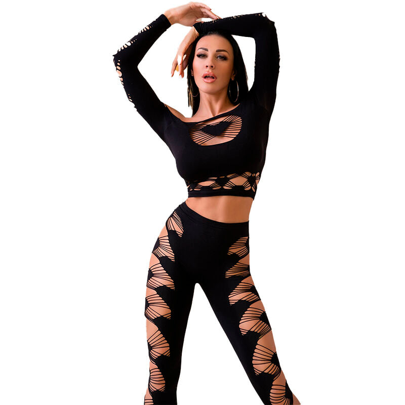 CHILIROSE - CR 4436 TOP & LEGGINS NEGRO S/L CHILIROSE SETS