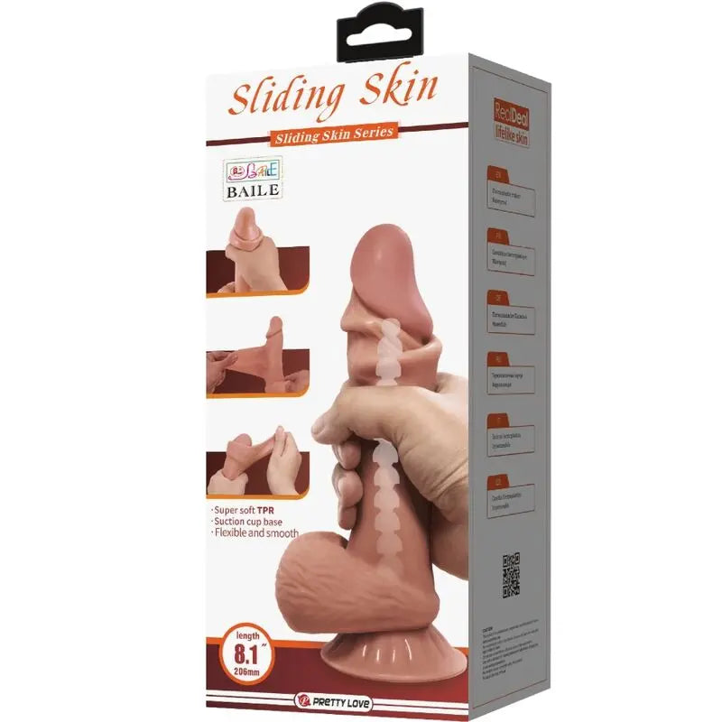 PRETTY LOVE - SLIDING SKIN SERIES DILDO REALÍSTICO CON VENTOSA PIEL DESLIZANTE MORENO 19.4 CM PRETTY LOVE HIGH GRADE