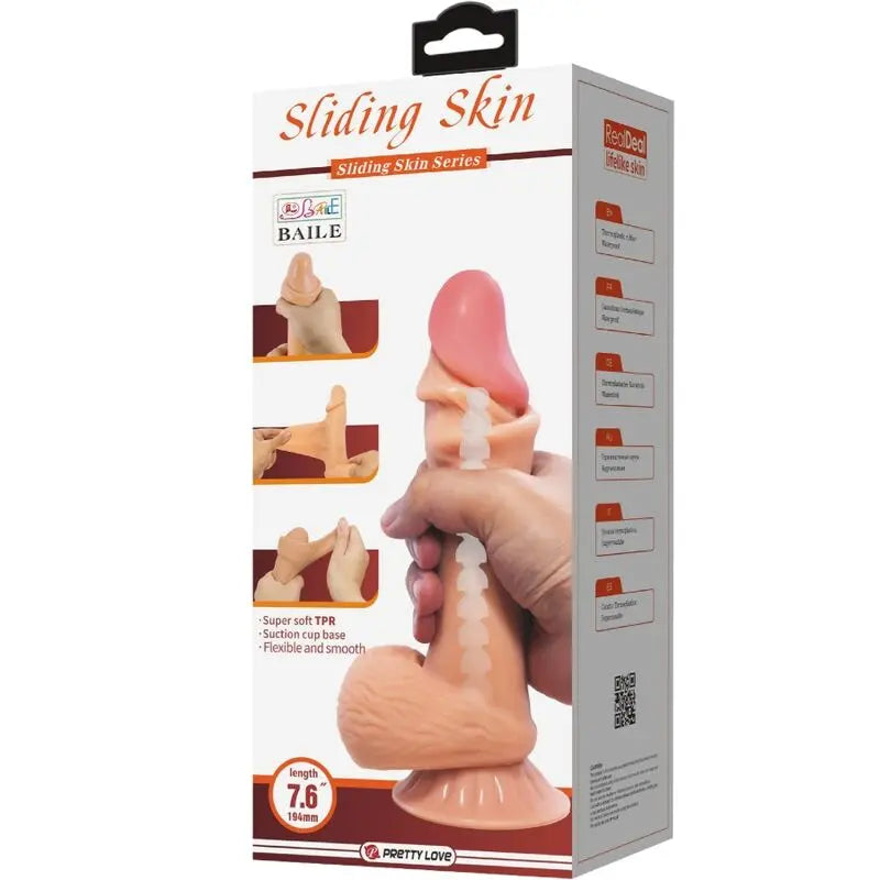 PRETTY LOVE - SLIDING SKIN SERIES DILDO REALÍSTICO CON VENTOSA PIEL DESLIZANTE 19.4 CM PRETTY LOVE HIGH GRADE