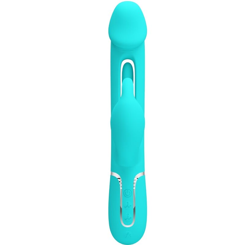 PRETTY LOVE - KAMPAS VIBRADOR RABBIT 3 EN 1 MULTIFUNCIÓN CON LENGUA VERDE AGUA PRETTY LOVE FLIRTATION