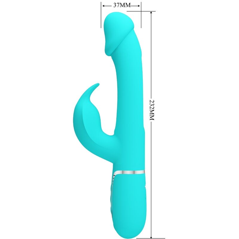 PRETTY LOVE - KAMPAS VIBRADOR RABBIT 3 EN 1 MULTIFUNCIÓN CON LENGUA VERDE AGUA PRETTY LOVE FLIRTATION