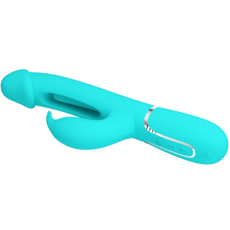 PRETTY LOVE - KAMPAS VIBRADOR RABBIT 3 EN 1 MULTIFUNCIÓN CON LENGUA VERDE AGUA PRETTY LOVE FLIRTATION