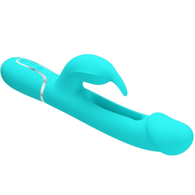 PRETTY LOVE - KAMPAS VIBRADOR RABBIT 3 EN 1 MULTIFUNCIÓN CON LENGUA VERDE AGUA PRETTY LOVE FLIRTATION