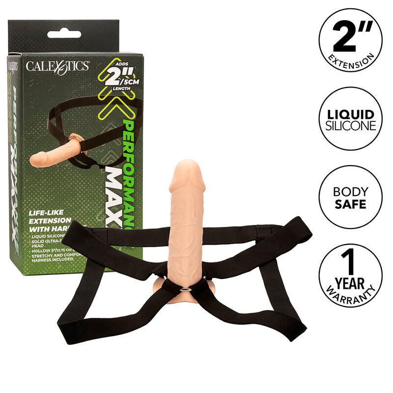 CALEXOTICS - PERFORMANCE MAXX EXTENSIÓN REALISTA CON ARNÉS PIEL CLARO CALEXOTICS